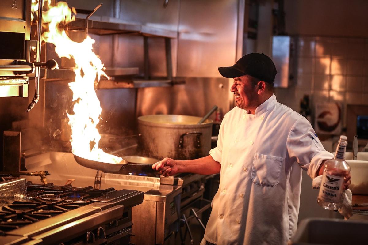 Chef plating a dish